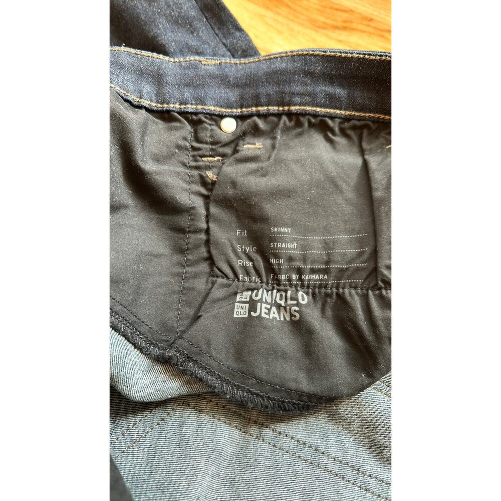 Uniqlo Skinny Jeans Dark Blue Wash Mid Rise Stretch Womens 32 - Picture 6 of 6